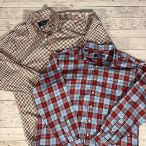 Vineyard Vines Mens Plaid Button Down Long Sleeve Shirt 2 Piece Lot